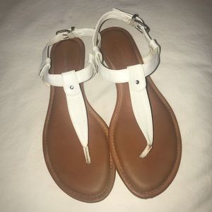 White Faux Leather Sandals